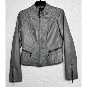 Therapy Jacket Women's Size M Gray Full Zip Pockets Lined Leopard